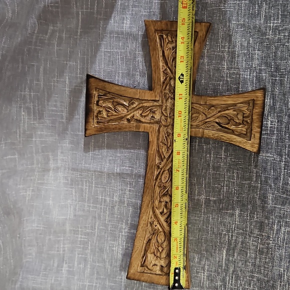 Carved Wooden Cross Decor - Picture 3 of 5